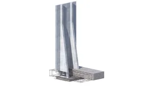 Muri di sostegno a T in cemento di colore grigio. I muri presentano una struttura robusta e sono utilizzati per la stabilizzazione del terreno.