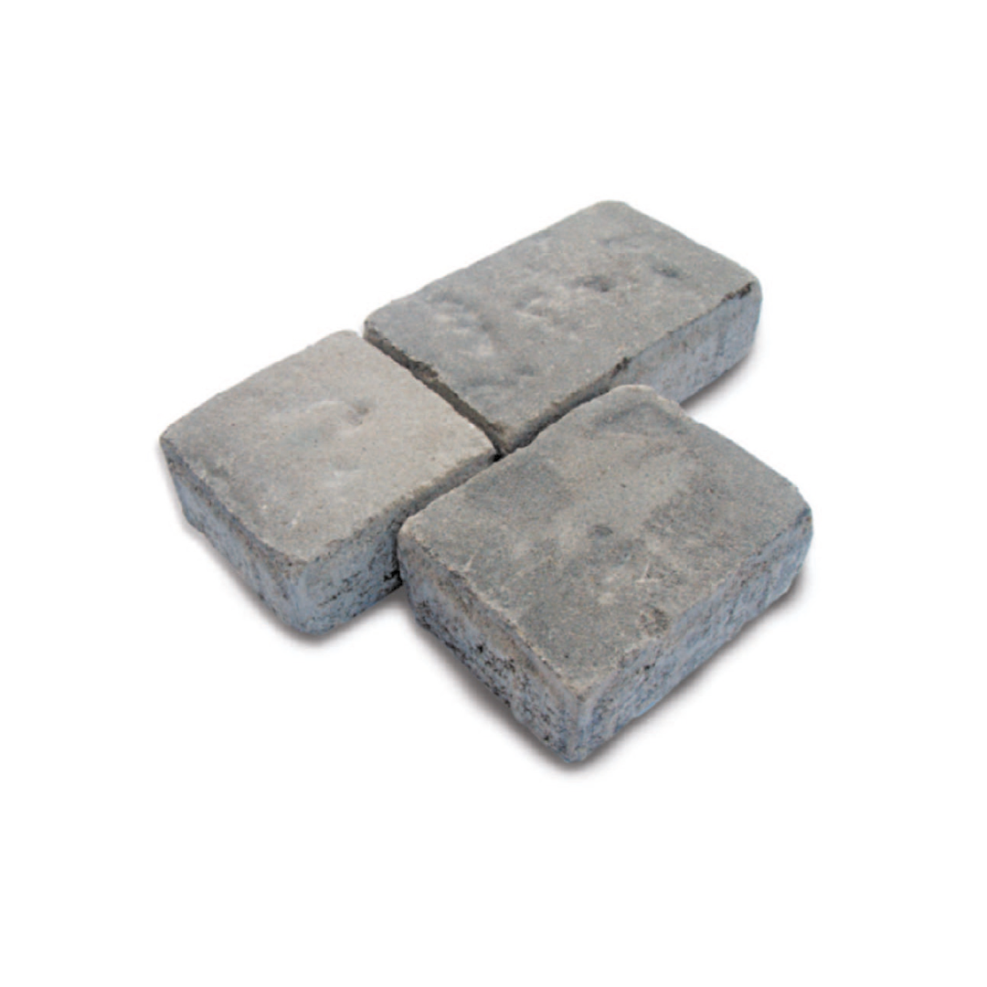Set di blocchi in pietra anticata con tonalità di grigio.