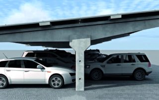Parcheggio coperto con struttura prefabbricata in cemento.